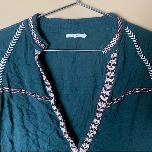 [Tularosa] Wyatt Dark Green Embroidered Long Sleeve Top - Picture 3 of 9
